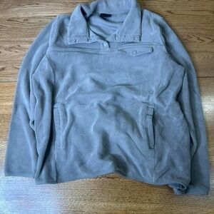 32 Degrees Heat Fleece Pullover Snap Collar Pocket Tan Medium